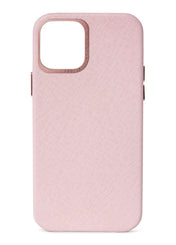 Decoded Backcover skinndeksel for iPhone 12 mini i rosa Saffiano skinn