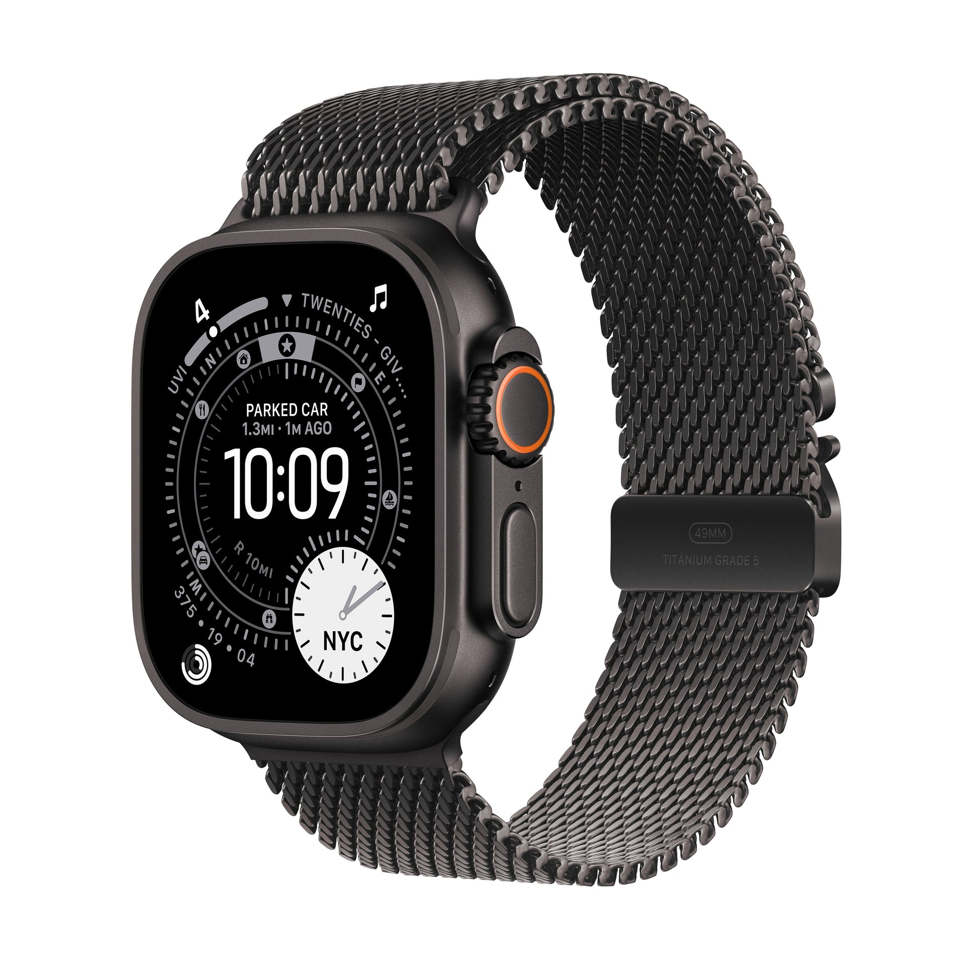 Apple Watch Ultra 3 GPS + Cellular 49mm Svart Titanium med Svart Titanium Milanese Loop - Medium