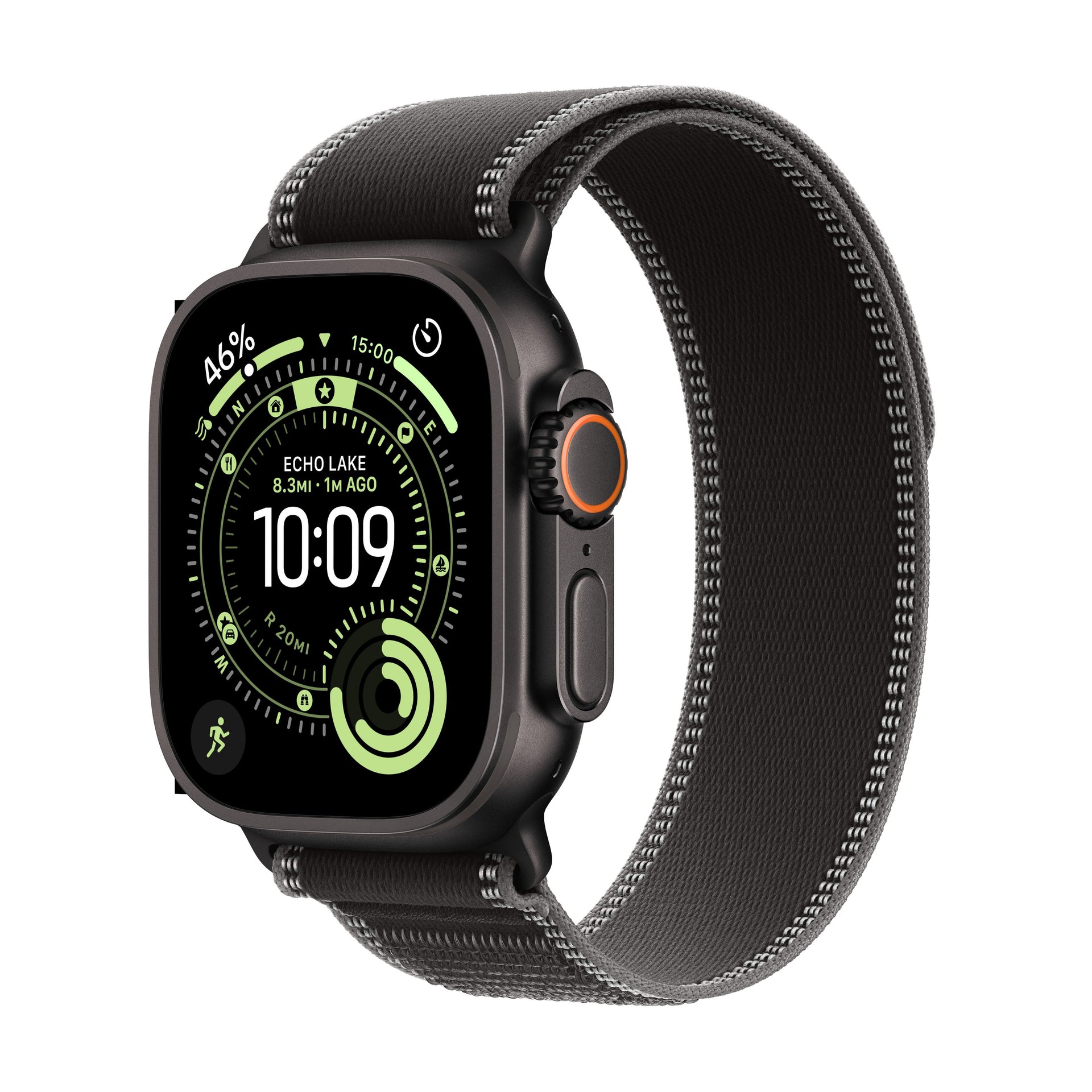 Apple Watch Ultra 3 GPS + Cellular 49mm Svart Titanium med Svart/Koksgrå Trail Loop - S/M