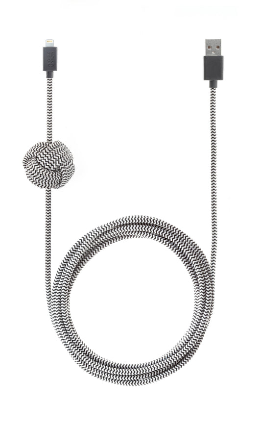 Native Union 3m USB-A til Lightning Night Ladekabel - Zebra