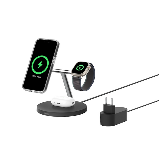 Belkin BoostCharge Pro 3-i-1 Qi2 Trådløst Ladestativ 15W - Svart