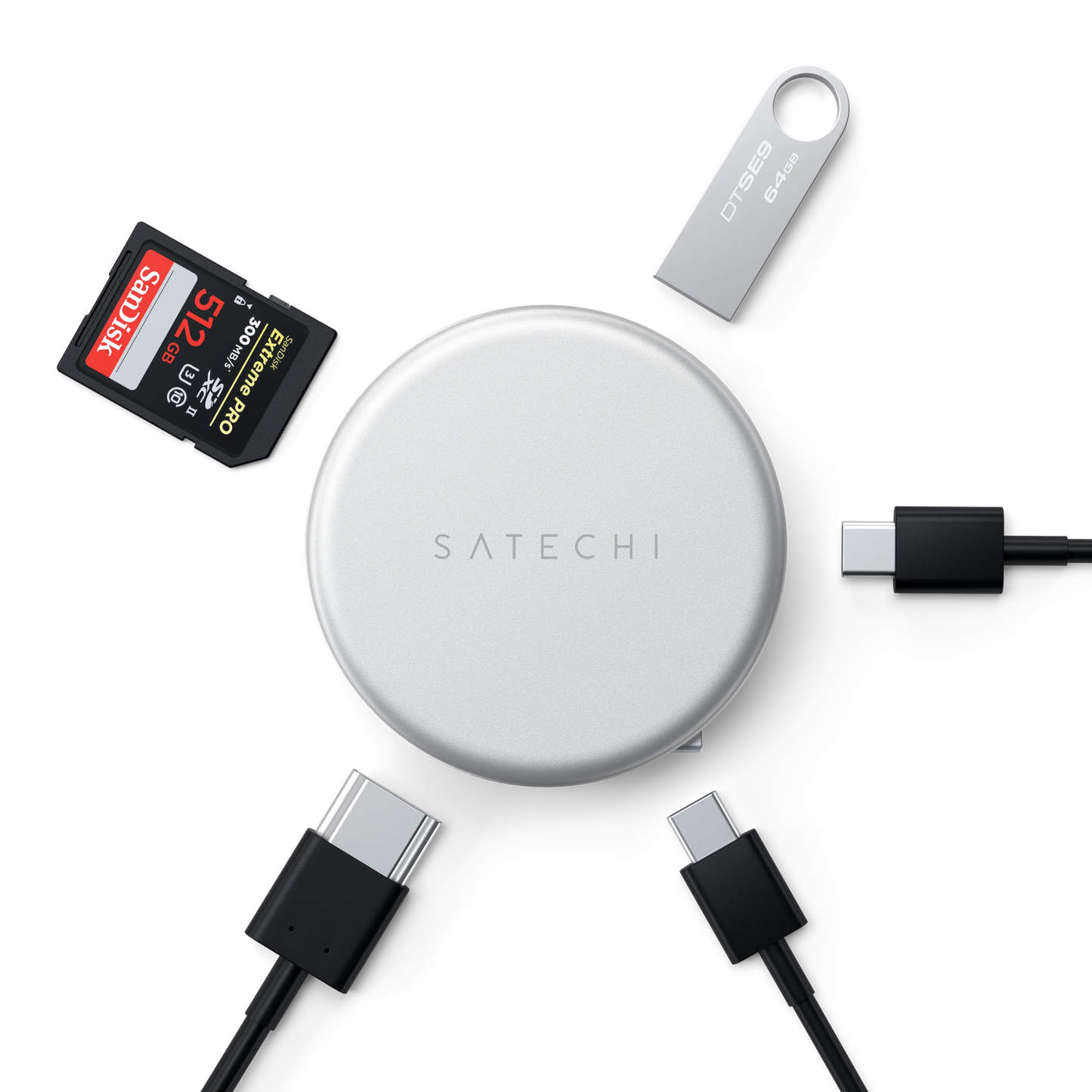 Satechi OnTheGo 5-i-1 Multiport Adapter - Silver