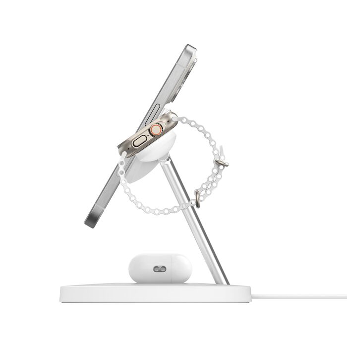 Belkin BoostCharge Pro 3-i-1 Qi2 Trådløst Ladestativ 15W - Hvit