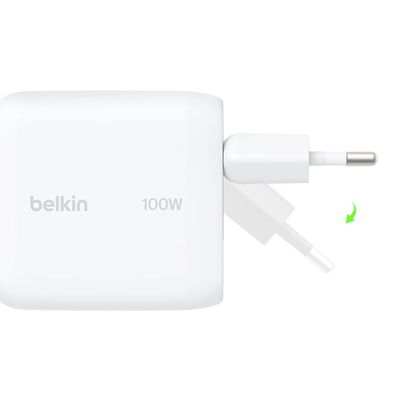 Belkin 100W USB-C GaN Vegglader - Hvit