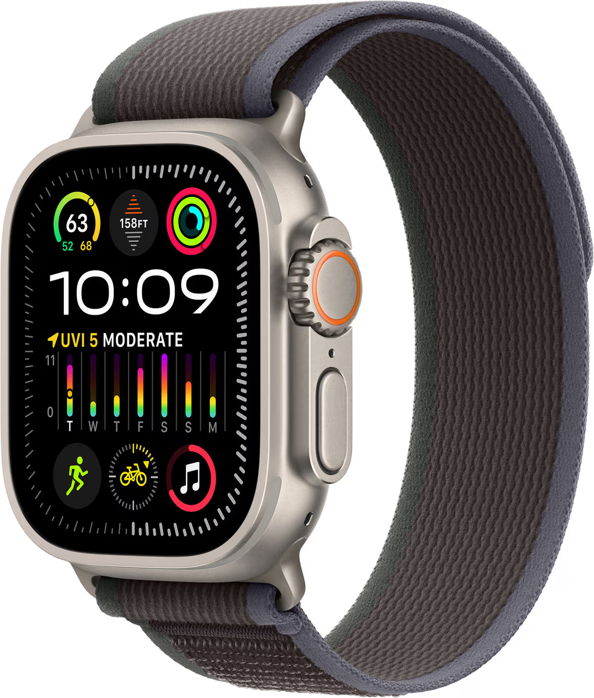 Apple Watch Ultra 2 GPS + Cellular 49mm Natural Titanium Case with Blue/Black Trail Loop - M/L