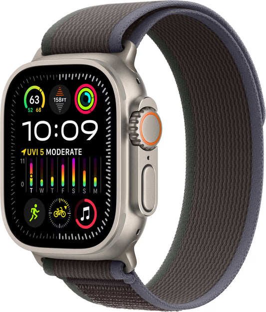 Apple Watch Ultra 2 GPS + Cellular 49mm Natural Titanium Case with Blue/Black Trail Loop - M/L
