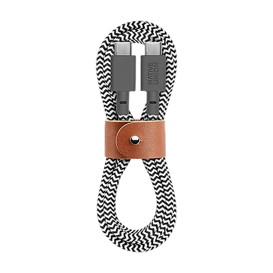 Native Union Belt USB-C til USB-C ladekabel 1,2 m i zebramønster med skinnspenne