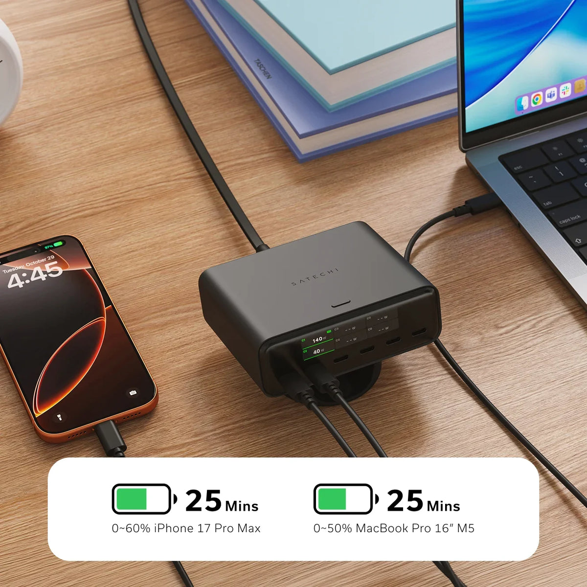 Satechi ChargeView 240W USB-C Multilader med skjerm