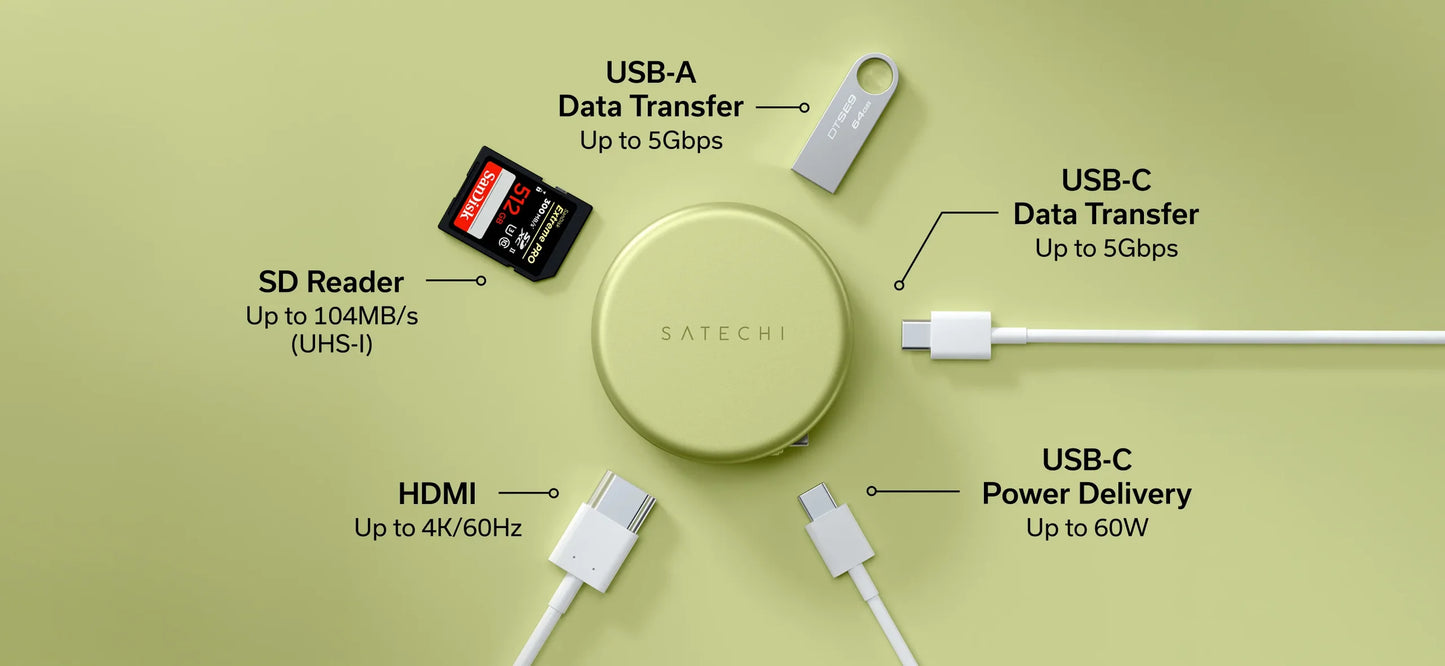 Satechi OnTheGo 5-i-1 Multiport Adapter - Indigo
