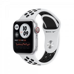 Apple Watch Series 6 Nike+ Cellular 40 mm - sølv med platina/svart Nike Sport Band