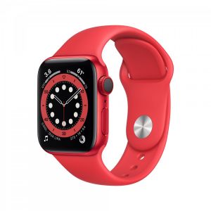 Apple Watch Series 6 Cellular 40 mm - Aluminium i rød med rødt Sport Band