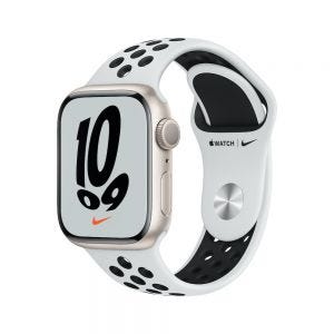 Apple Watch Series 7 Nike 41 mm - Stjerneskinn med Platina/Svart Nike Sport Band
